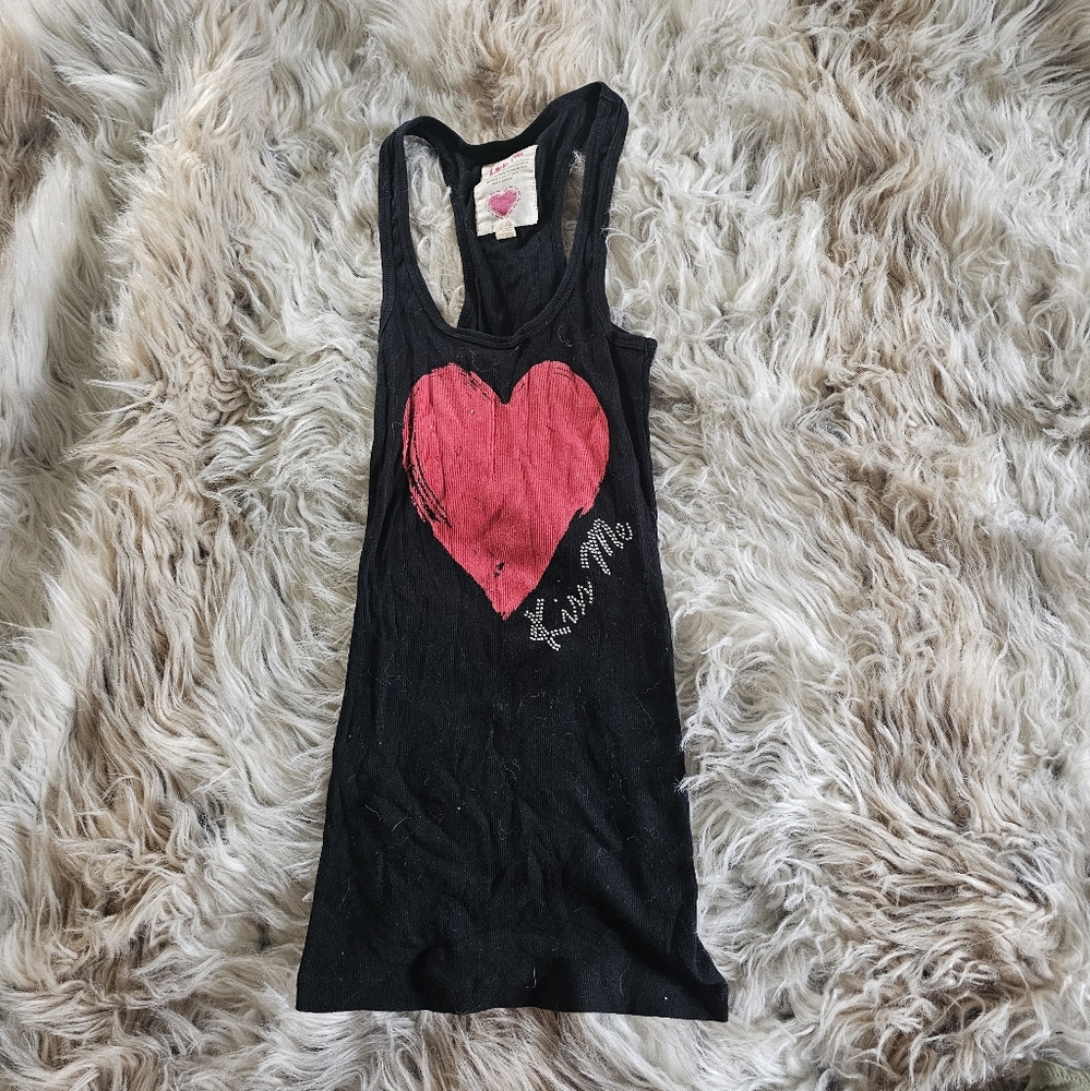 Black and Red Heart Tank Top
